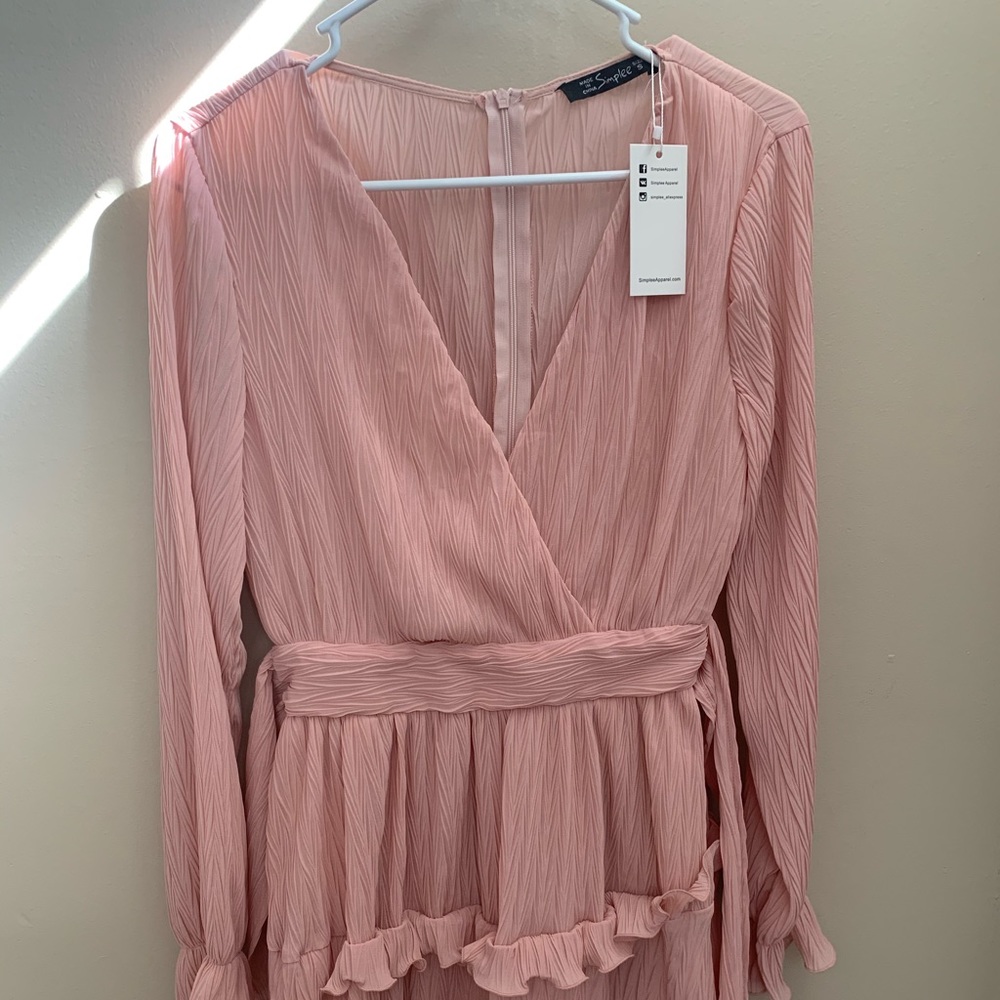 Pink Chiffon Ruffle Dress - Picture 5 of 6